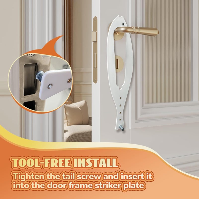 TGIOW Cat Door Latch, 2 Pcs Cat Door Stopper Pet Door Latch to Keep Dog Out of Litter Box and Food, Door Prop for Cat with 5 Adjustable Size Strap 2.5-6" Wide, No Measuring, Easy to Install, White - Image 4